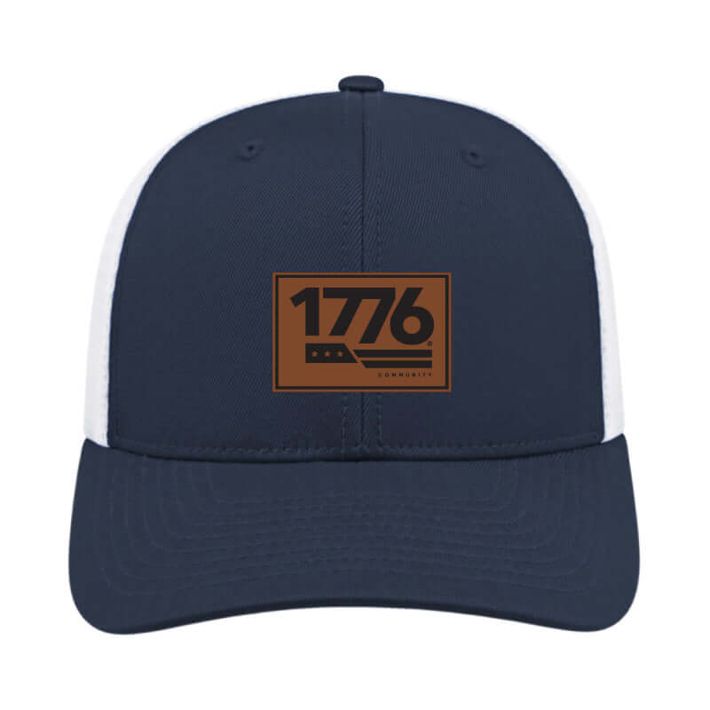 1776® Leather Patch Hat (Navy/White) - The 1776® Community
