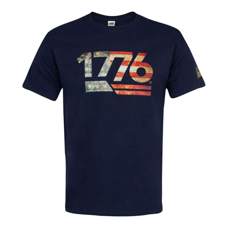 Legacy '76 Men's Tee in navy blue featuring a patriotic 1776 graphic print, perfect for showcasing your pride.